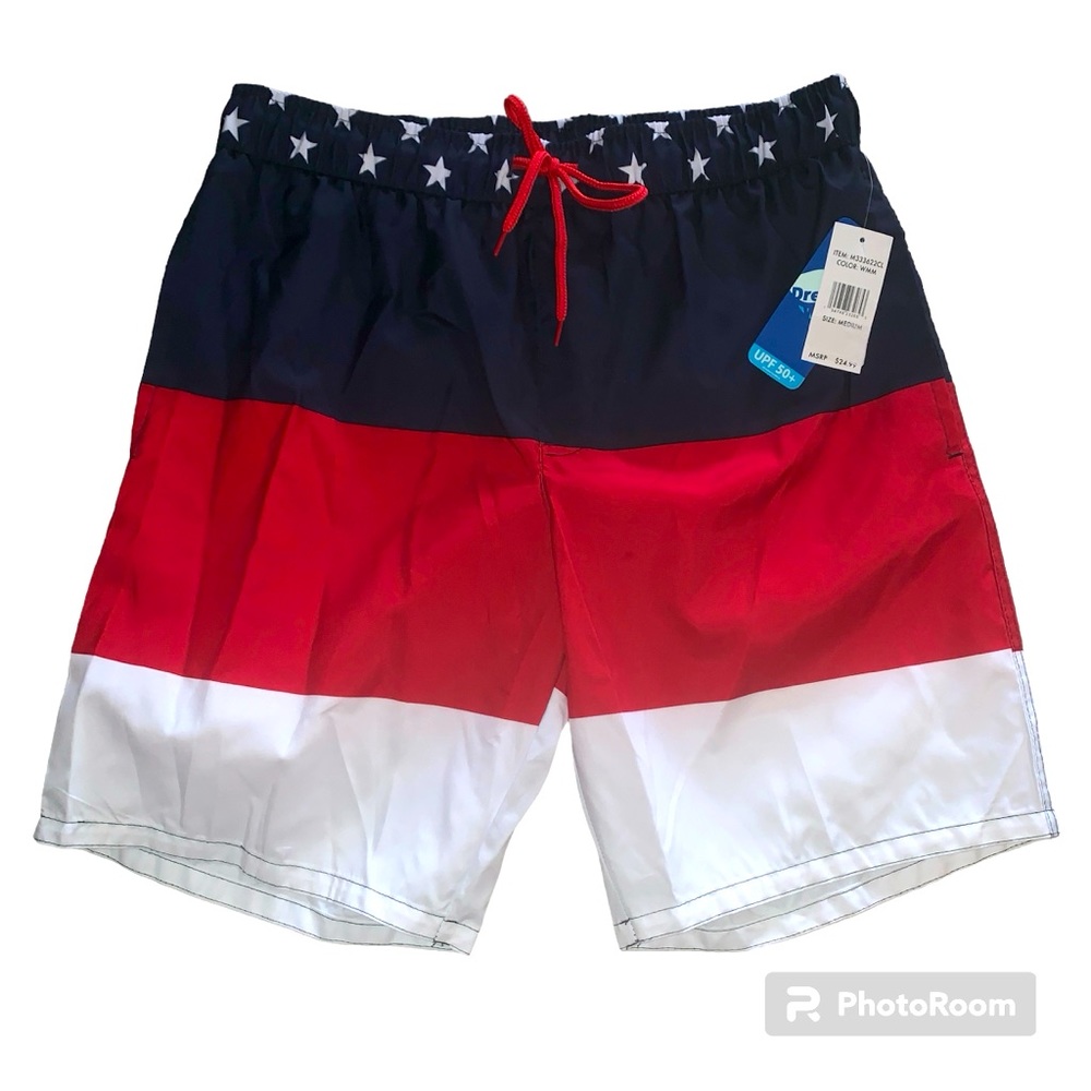BNWT Men's DreamWave Americana Swim Trunks American Flag 4th of July